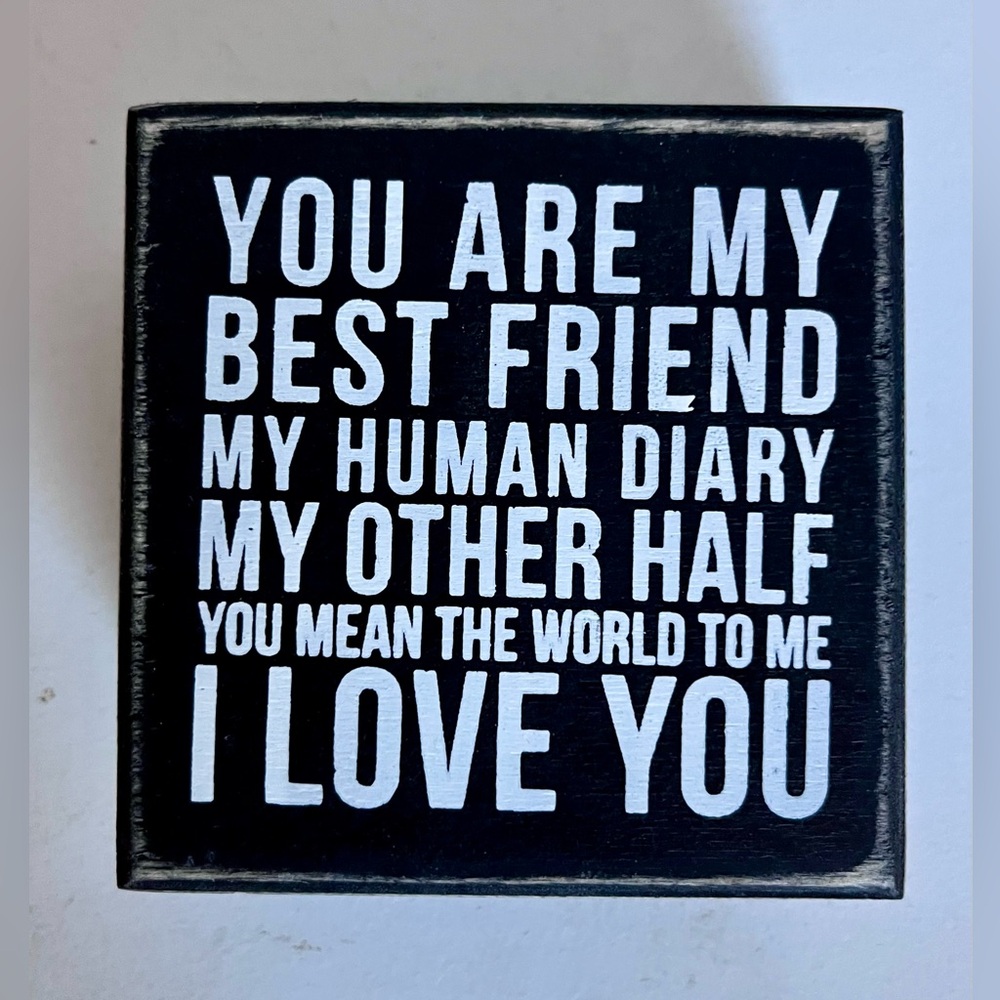 Good Friends Best Friend Wooden Block Sign Mini Black antiqued Square